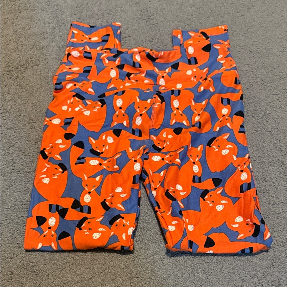 LuLaRoe Orange Fox Print Leggings